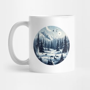 Low Poly Winter Forest with Deer Mug